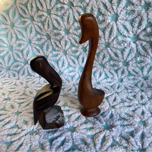 Vintage Birds solid wood bird sculptures mid century modern decor pelican - Picture 1 of 6